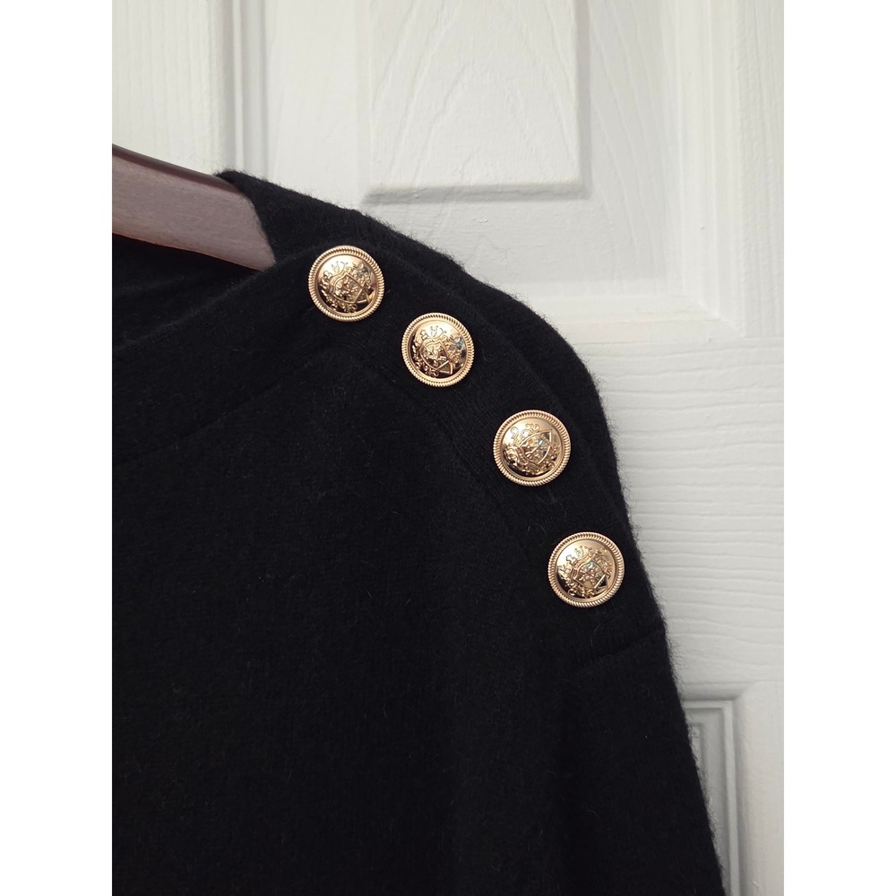 C by Bloomingdale's Cashmere Button Sweater Womens XS Black NWT $218 V11567 - Picture 2 of 6